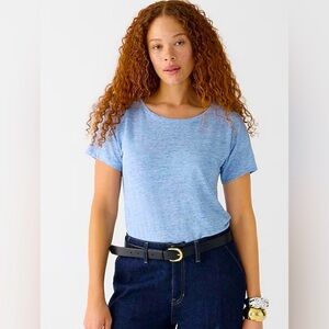 NWT J. Crew Linen Relaxed T-Shirt in Paris Blue, Size Medium